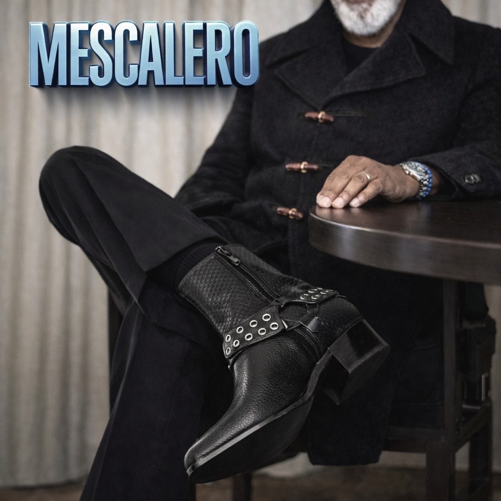 Mezcalero Men’s Black Leather Ankle Boots Western Handmade Size 10 Medium